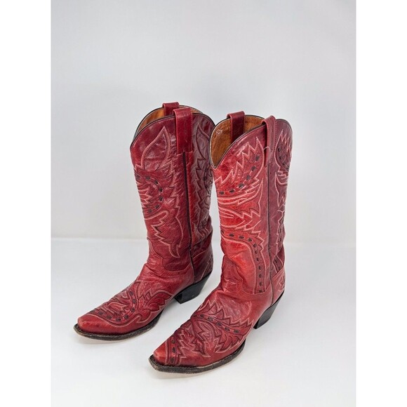 Dan Post Sidewinder Womens Western Boots Red Leather Mid Calf Cowgirl US 7.5 M - Picture 4 of 9